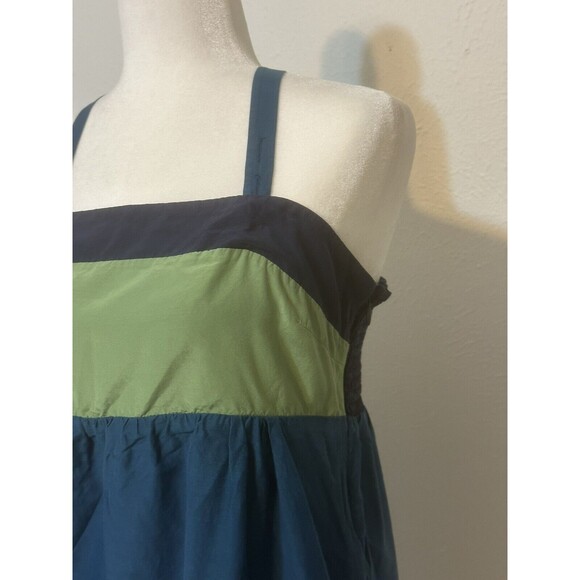 FOSSIL Women Sz M Silk Blend Lined Colorblock Babydoll Dress Adjustable Straps - Picture 4 of 13